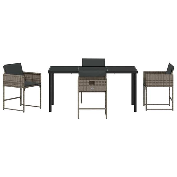 Grote foto vidaxl tuin eetset 5 pcs grijs poly rattan tuin en terras tuinmeubelen