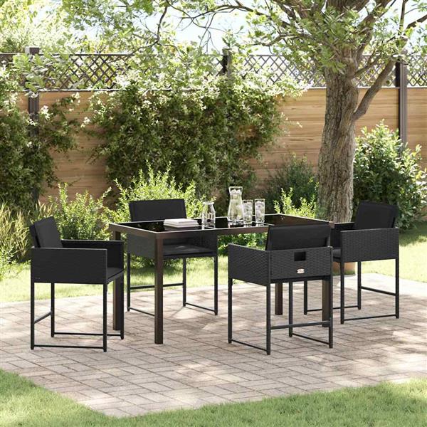 Grote foto vidaxl tuin eetset 5 pcs zwart poly rattan tuin en terras tuinmeubelen