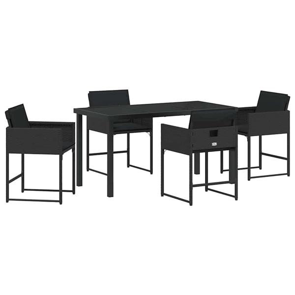 Grote foto vidaxl tuin eetset 5 pcs zwart poly rattan tuin en terras tuinmeubelen