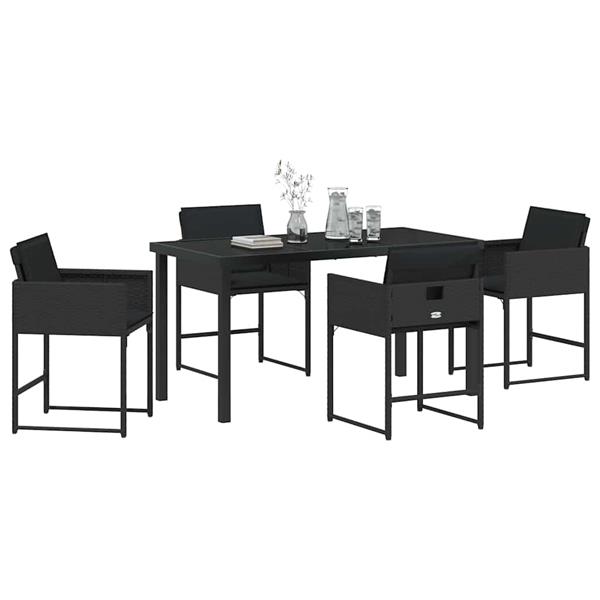 Grote foto vidaxl tuin eetset 5 pcs zwart poly rattan tuin en terras tuinmeubelen