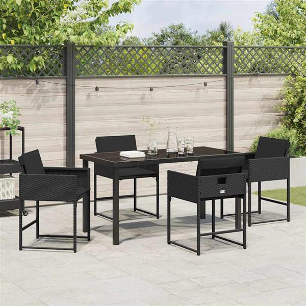 Grote foto vidaxl tuin eetset 5 pcs zwart poly rattan tuin en terras tuinmeubelen