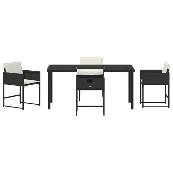 Grote foto vidaxl tuin eetset 5 pcs zwart poly rattan tuin en terras tuinmeubelen