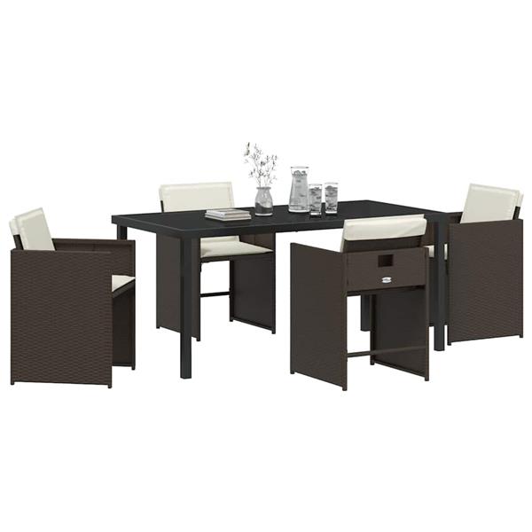 Grote foto vidaxl tuin eetset 5 pcs bruin poly rattan tuin en terras tuinmeubelen