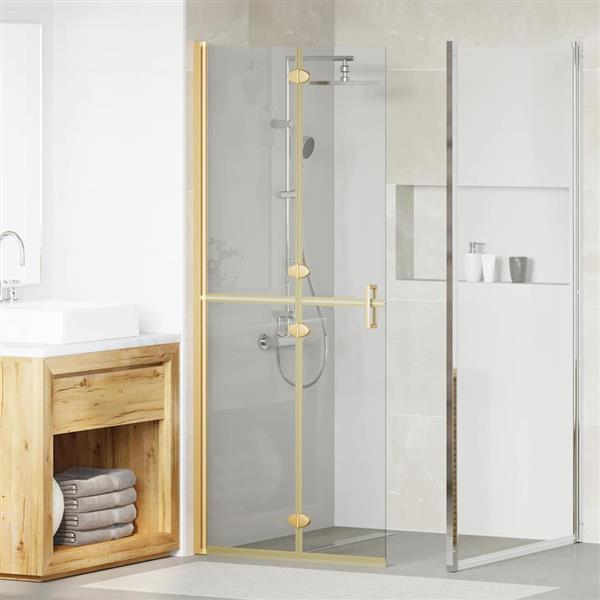 Grote foto vidaxl inloop douche wand goud en transparant 80 x 190 cm gehard glas huis en inrichting complete badkamers
