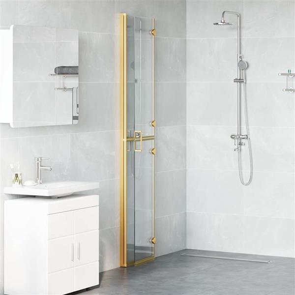 Grote foto vidaxl inloop douche wand goud en transparant 80 x 190 cm gehard glas huis en inrichting complete badkamers