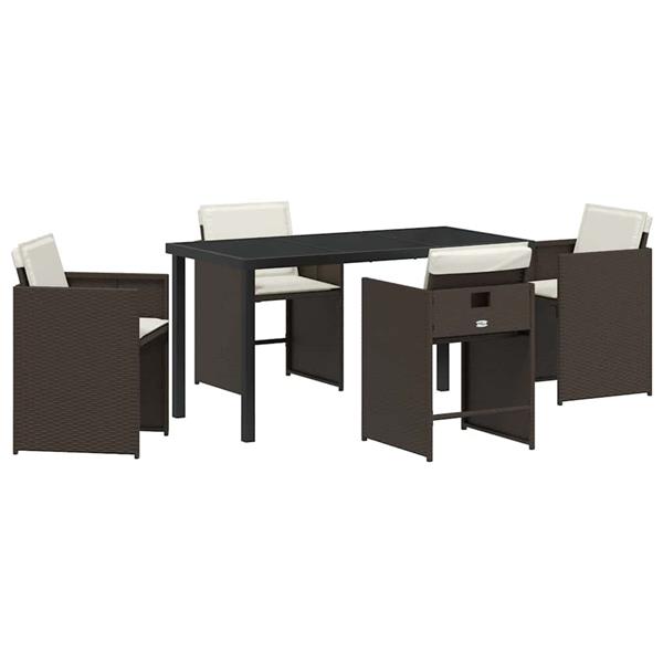 Grote foto vidaxl tuin eetset 5 pcs bruin poly rattan tuin en terras tuinmeubelen