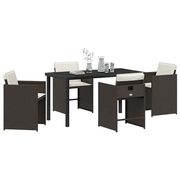 Grote foto vidaxl tuin eetset 5 pcs bruin poly rattan tuin en terras tuinmeubelen