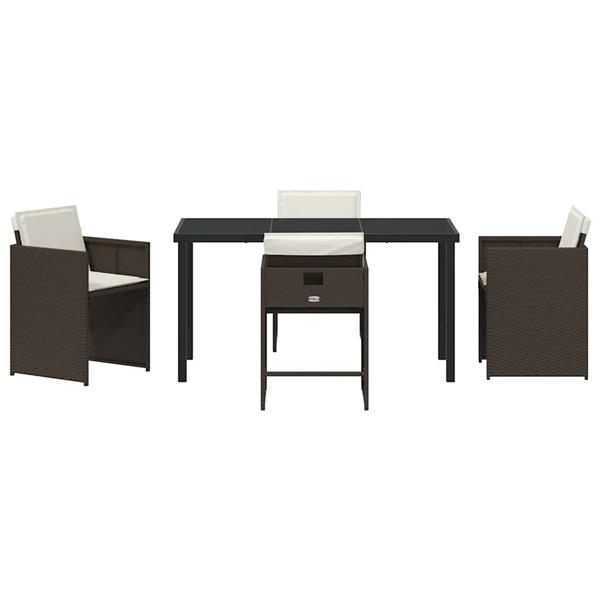 Grote foto vidaxl tuin eetset 5 pcs bruin poly rattan tuin en terras tuinmeubelen