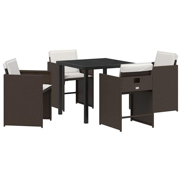 Grote foto vidaxl tuin eetset 5 pcs bruin poly rattan tuin en terras tuinmeubelen