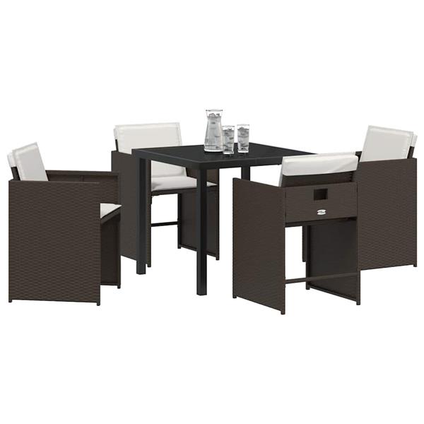 Grote foto vidaxl tuin eetset 5 pcs bruin poly rattan tuin en terras tuinmeubelen
