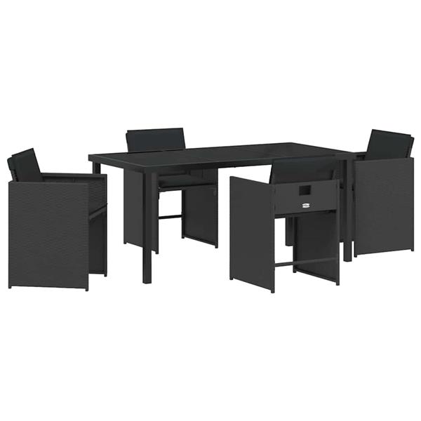 Grote foto vidaxl tuin eetset 5 pcs zwart poly rattan tuin en terras tuinmeubelen
