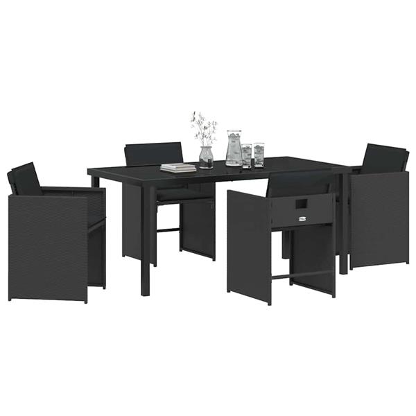 Grote foto vidaxl tuin eetset 5 pcs zwart poly rattan tuin en terras tuinmeubelen