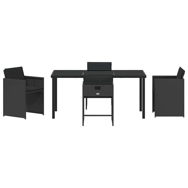 Grote foto vidaxl tuin eetset 5 pcs zwart poly rattan tuin en terras tuinmeubelen