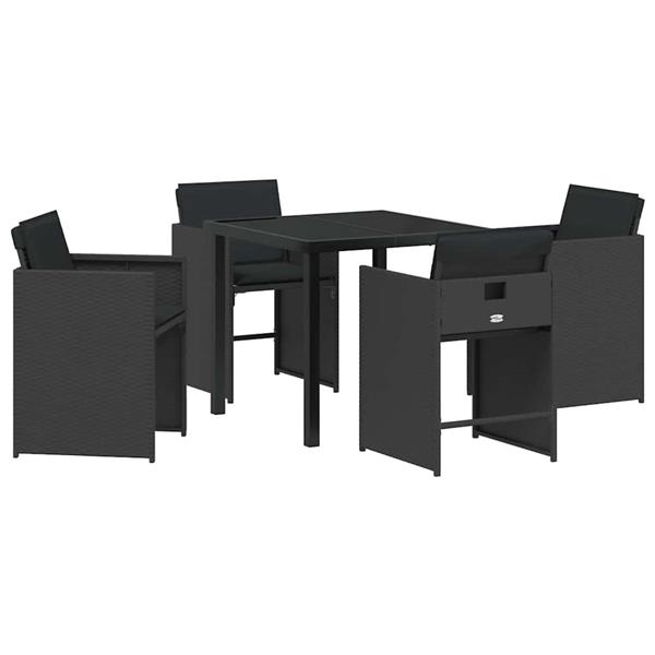 Grote foto vidaxl tuin eetset 5 pcs zwart poly rattan tuin en terras tuinmeubelen