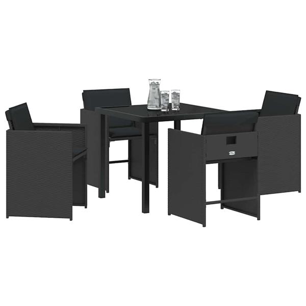 Grote foto vidaxl tuin eetset 5 pcs zwart poly rattan tuin en terras tuinmeubelen