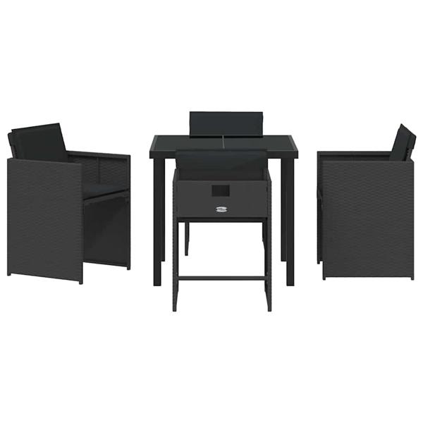 Grote foto vidaxl tuin eetset 5 pcs zwart poly rattan tuin en terras tuinmeubelen