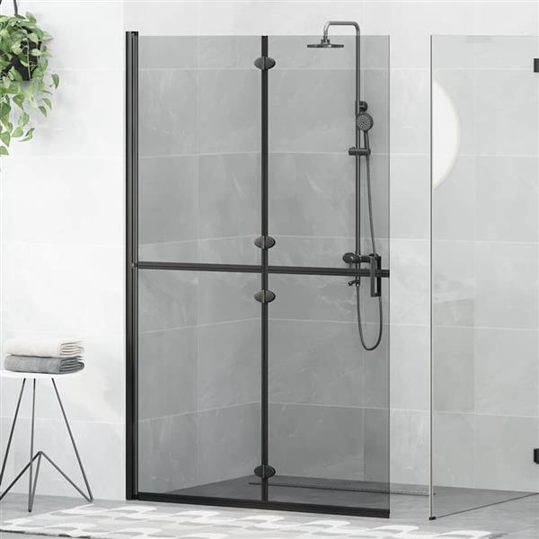 Grote foto vidaxl inloop douche wand zwart en donkertransparant 120 x 190 cm huis en inrichting complete badkamers