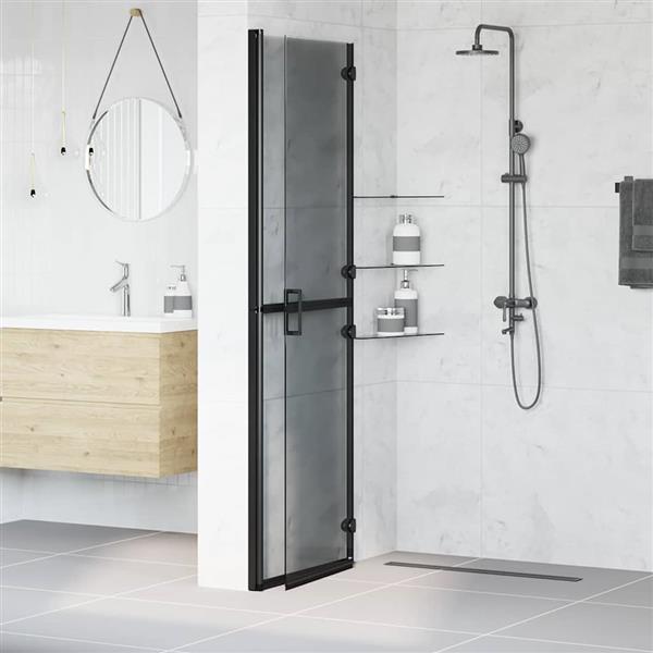 Grote foto vidaxl inloop douche wand zwart en donkertransparant 120 x 190 cm huis en inrichting complete badkamers