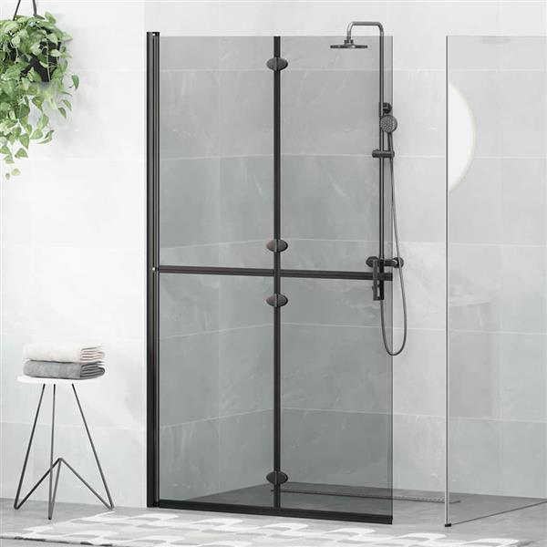 Grote foto vidaxl inloop douche wand zwart en donkertransparant 110 x 190 cm huis en inrichting complete badkamers