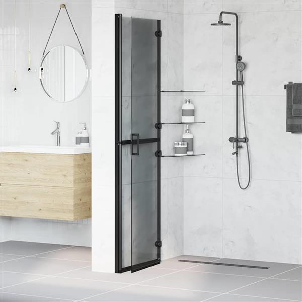 Grote foto vidaxl inloop douche wand zwart en donkertransparant 110 x 190 cm huis en inrichting complete badkamers