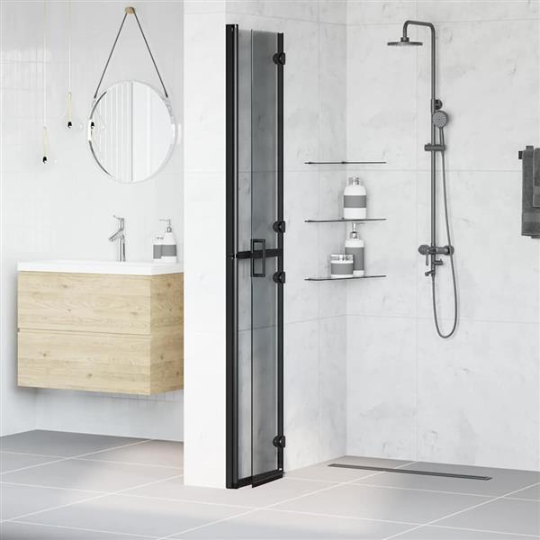 Grote foto vidaxl inloop douche wand zwart en donkertransparant 70 x 190 cm huis en inrichting complete badkamers