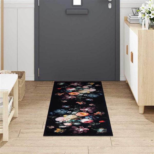 Grote foto vidaxl keuken mat floral bloemen 60 x 180 cm fluweel tuin en terras overige tuin en terras
