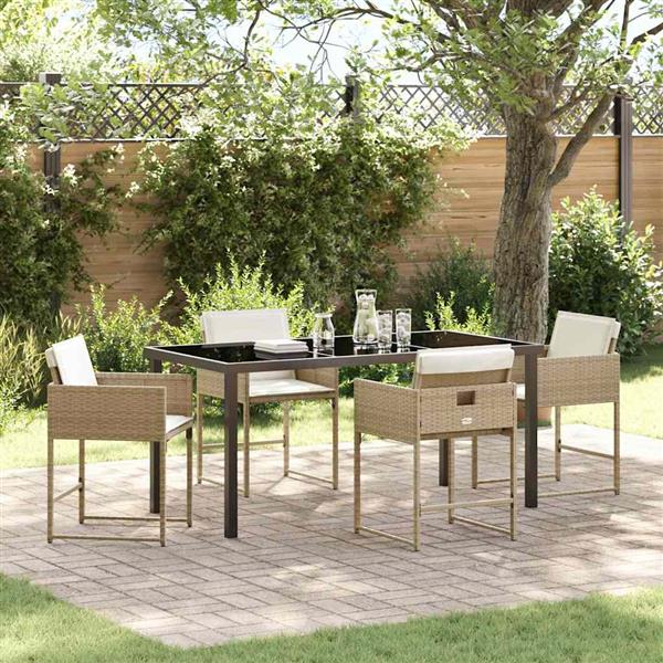 Grote foto vidaxl tuin eetset 5 pcs beige poly rattan tuin en terras tuinmeubelen