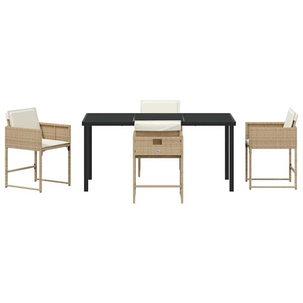 Grote foto vidaxl tuin eetset 5 pcs beige poly rattan tuin en terras tuinmeubelen