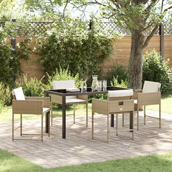 Grote foto vidaxl tuin eetset 5 pcs beige poly rattan tuin en terras tuinmeubelen