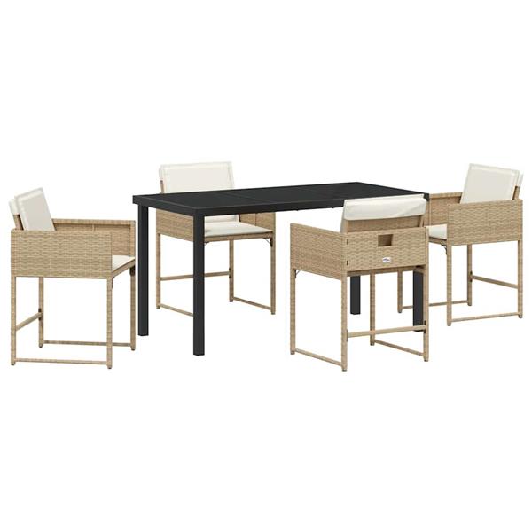 Grote foto vidaxl tuin eetset 5 pcs beige poly rattan tuin en terras tuinmeubelen