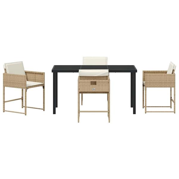 Grote foto vidaxl tuin eetset 5 pcs beige poly rattan tuin en terras tuinmeubelen