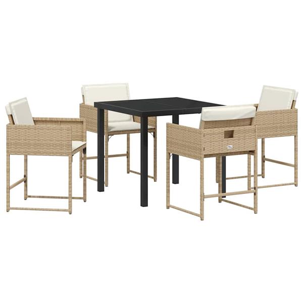 Grote foto vidaxl tuin eetset 5 pcs beige poly rattan tuin en terras tuinmeubelen