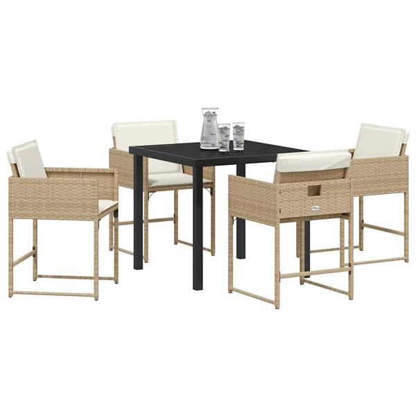 Grote foto vidaxl tuin eetset 5 pcs beige poly rattan tuin en terras tuinmeubelen