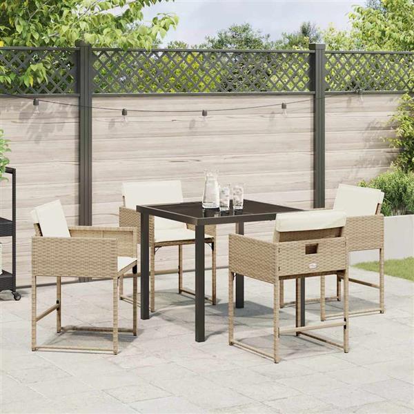 Grote foto vidaxl tuin eetset 5 pcs beige poly rattan tuin en terras tuinmeubelen