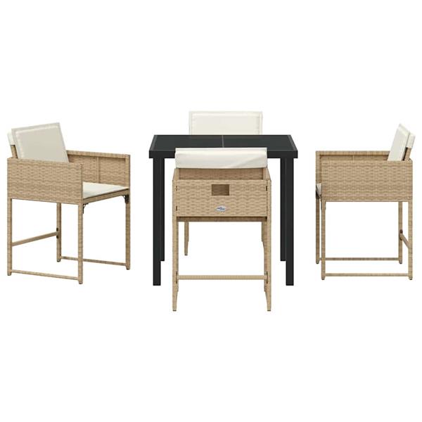 Grote foto vidaxl tuin eetset 5 pcs beige poly rattan tuin en terras tuinmeubelen