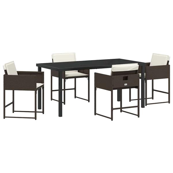 Grote foto vidaxl tuin eetset 5 pcs bruin poly rattan tuin en terras tuinmeubelen