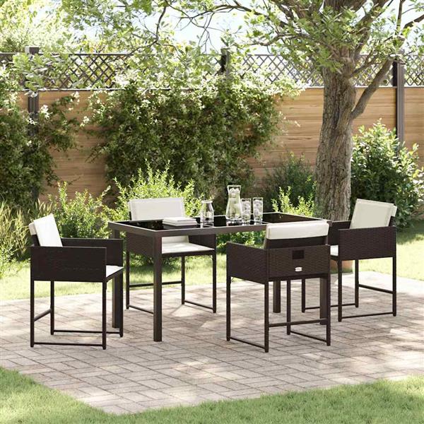 Grote foto vidaxl tuin eetset 5 pcs bruin poly rattan tuin en terras tuinmeubelen