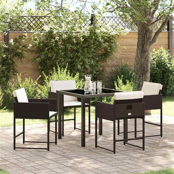 Grote foto vidaxl tuin eetset 5 pcs bruin poly rattan tuin en terras tuinmeubelen