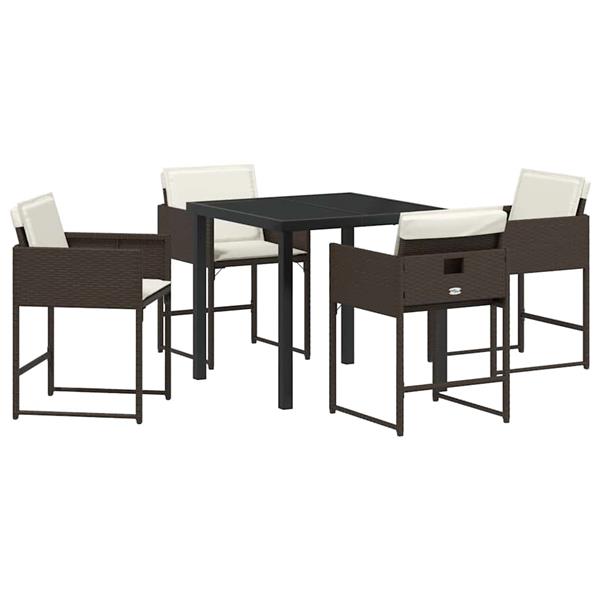 Grote foto vidaxl tuin eetset 5 pcs bruin poly rattan tuin en terras tuinmeubelen