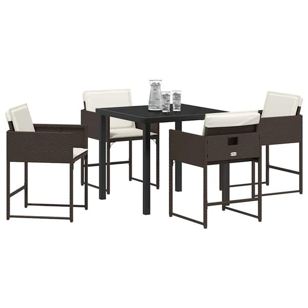 Grote foto vidaxl tuin eetset 5 pcs bruin poly rattan tuin en terras tuinmeubelen