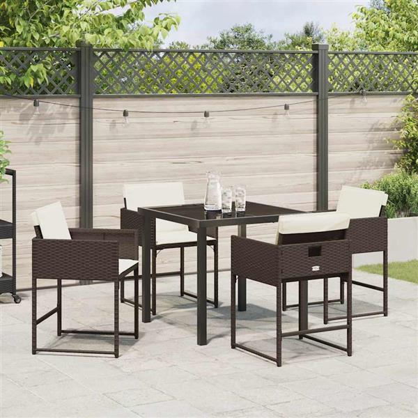 Grote foto vidaxl tuin eetset 5 pcs bruin poly rattan tuin en terras tuinmeubelen