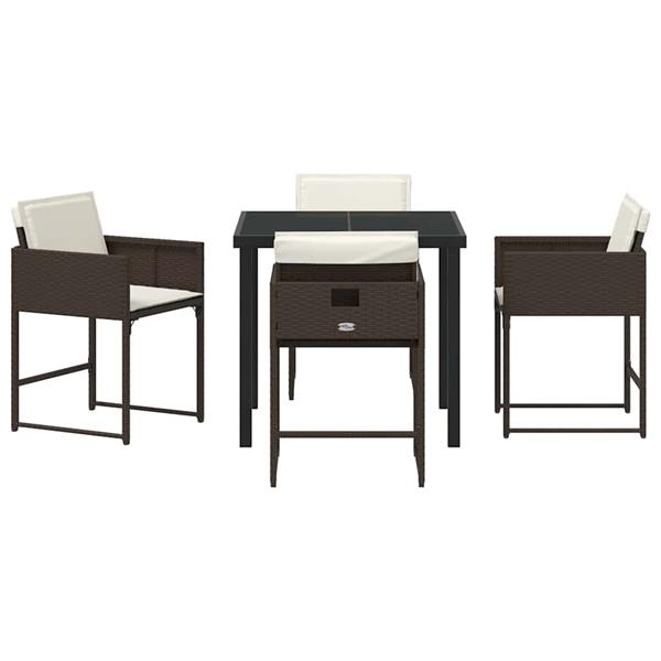 Grote foto vidaxl tuin eetset 5 pcs bruin poly rattan tuin en terras tuinmeubelen