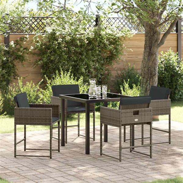 Grote foto vidaxl tuin eetset 5 pcs grijs poly rattan tuin en terras tuinmeubelen