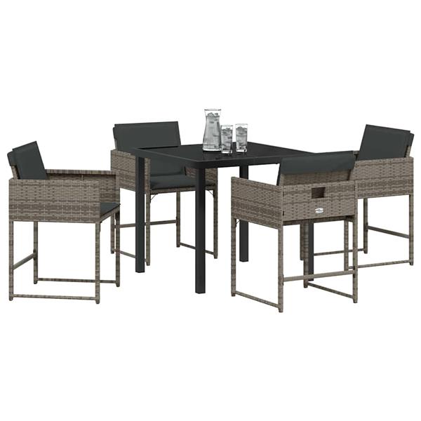 Grote foto vidaxl tuin eetset 5 pcs grijs poly rattan tuin en terras tuinmeubelen