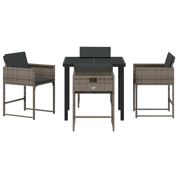 Grote foto vidaxl tuin eetset 5 pcs grijs poly rattan tuin en terras tuinmeubelen