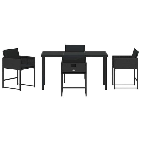 Grote foto vidaxl tuin eetset 5 pcs zwart poly rattan tuin en terras tuinmeubelen