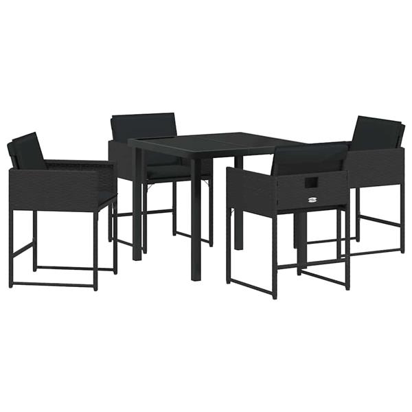 Grote foto vidaxl tuin eetset 5 pcs zwart poly rattan tuin en terras tuinmeubelen