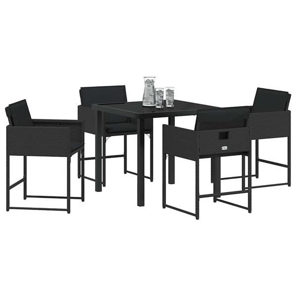 Grote foto vidaxl tuin eetset 5 pcs zwart poly rattan tuin en terras tuinmeubelen