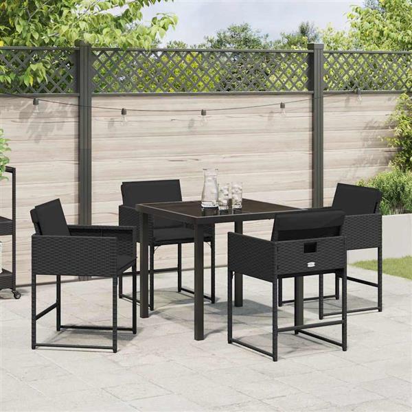 Grote foto vidaxl tuin eetset 5 pcs zwart poly rattan tuin en terras tuinmeubelen