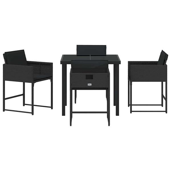 Grote foto vidaxl tuin eetset 5 pcs zwart poly rattan tuin en terras tuinmeubelen